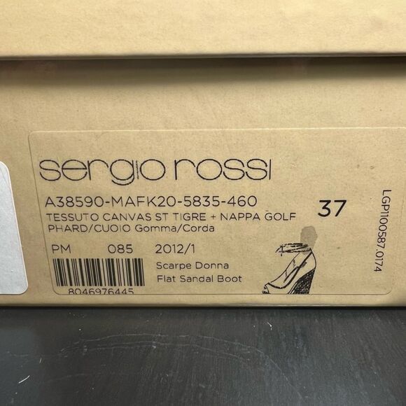 NIB Sergio Rossi Tiger Print Canvas Wedge Sandals - Picture 11 of 14